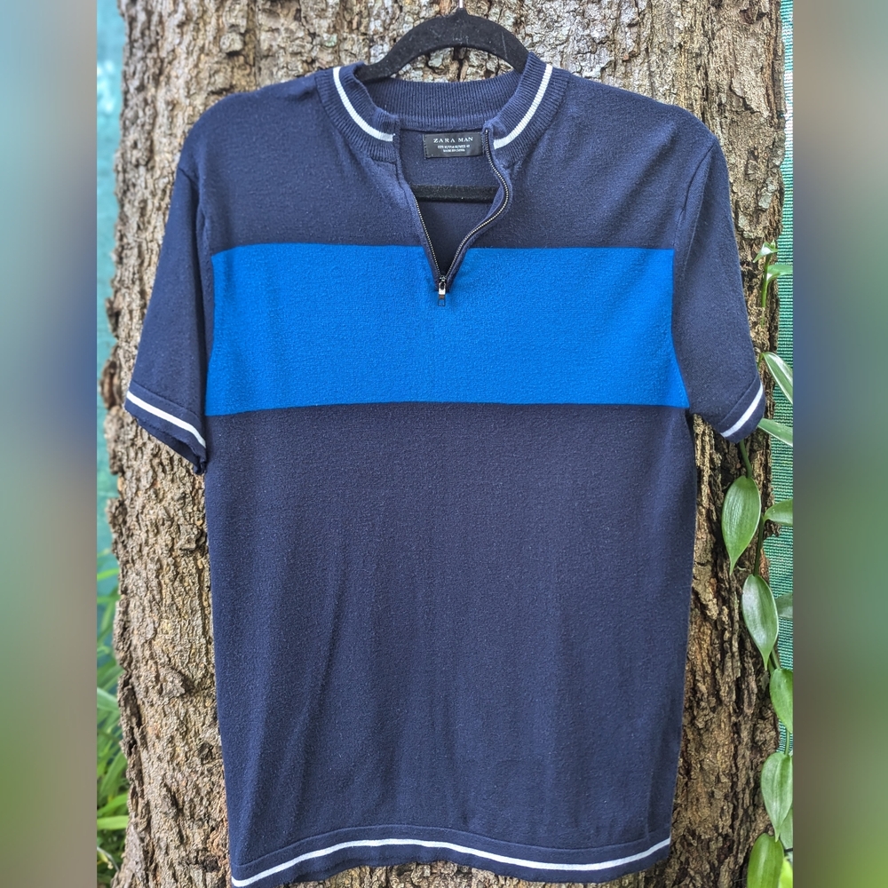 Zara | Quarter Zip Collarless Polo | Sweater Material | Size Medium